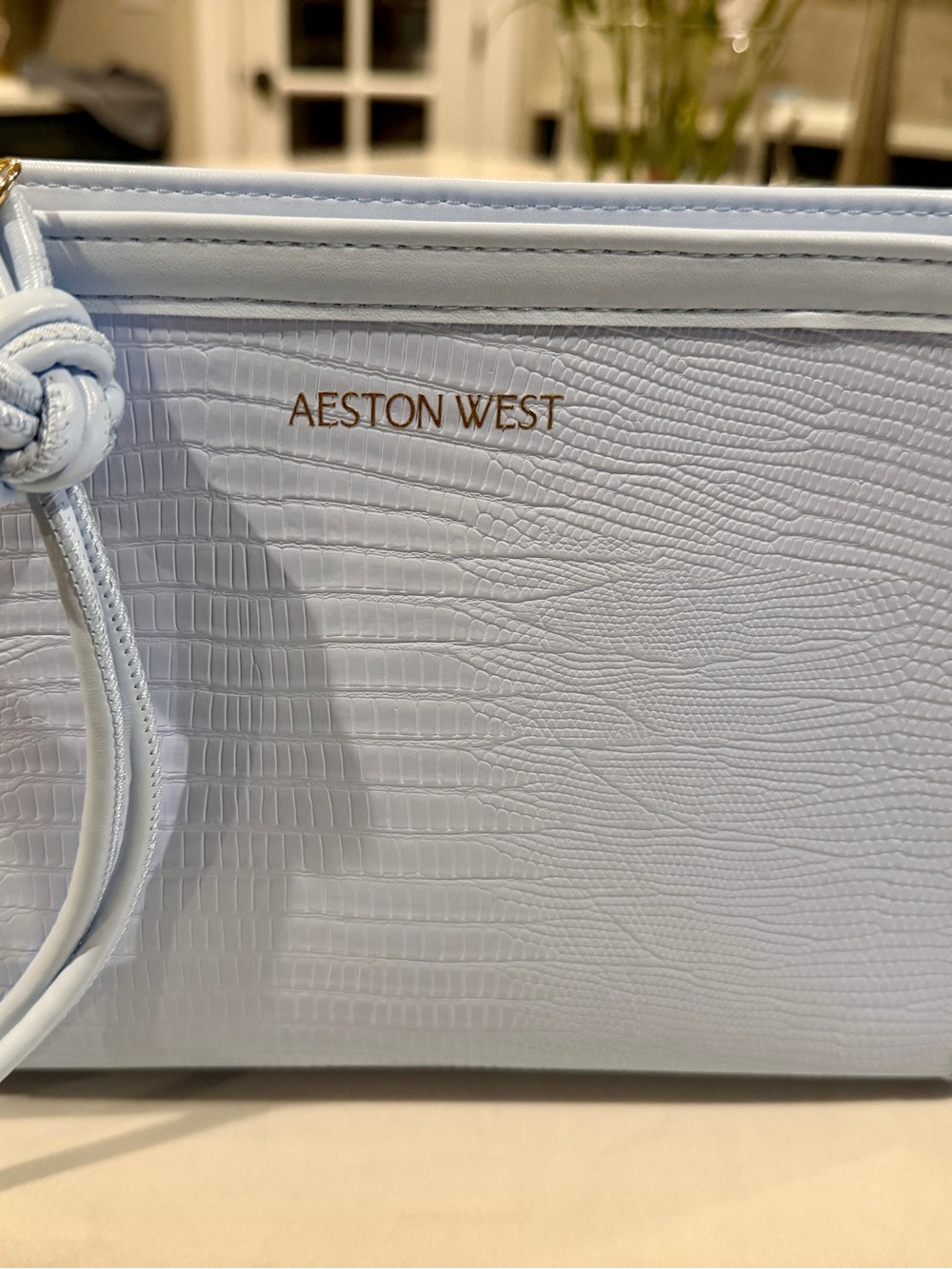 Aeston West Voyage Bag - Clutch Women's Light Blue Textured - Vegan Leather - - Picture 2 of 5